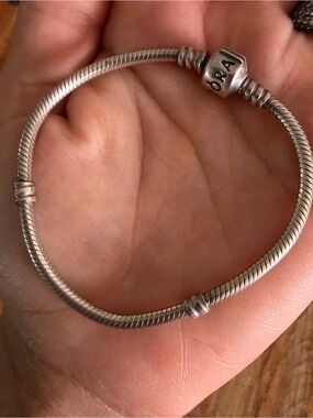 Pandora Sterling Barrel Clasp Snake Chain Bracelet